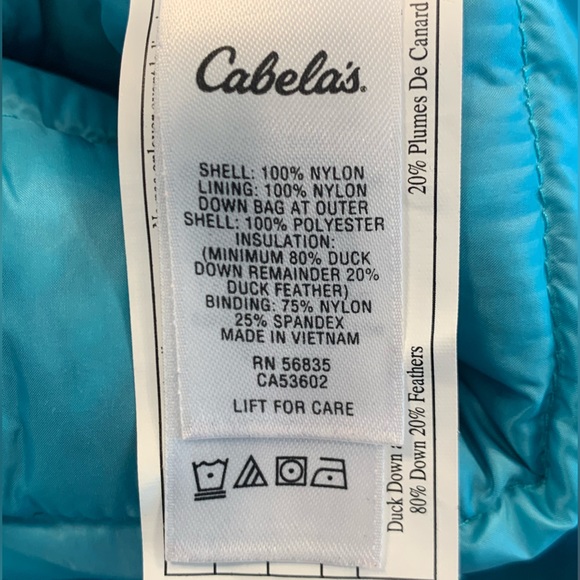Cabela’s ~ Girls Hooded Duck Down Filled Jacket Turquoise Blue Size XL - Picture 9 of 12